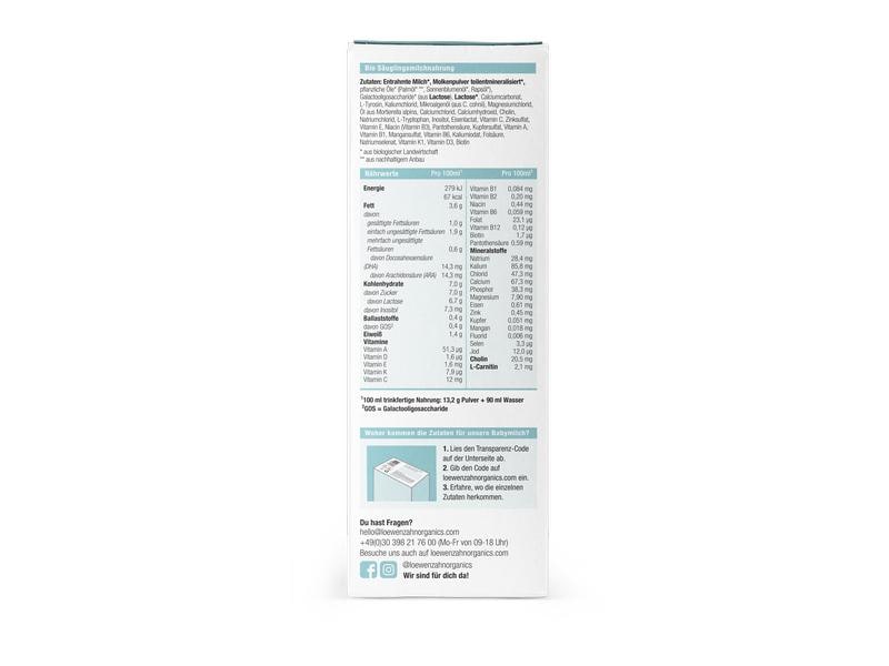 löwenzahn organics Anfangsmilch Bio Pre 500 g Baby-Anfangsmilch von Geburt an geeignet