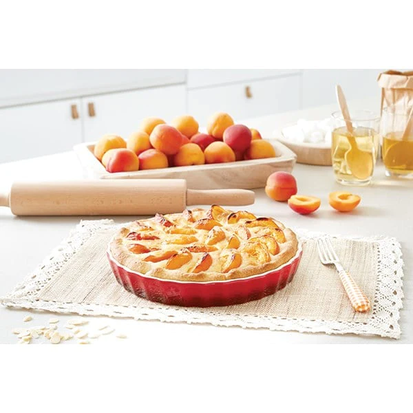Lot 2 moules à tarte en céramique 24 et 27 cm rouge Mathon