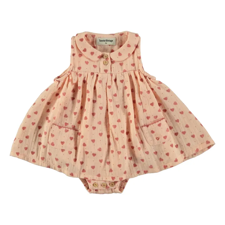 Tocoto Vintage Robe Baby Cœur | Rose pêche