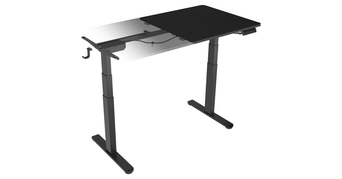 ICY BOXElektrisch in hoogte verstelbare zit-/statafel met tafelblad  (Zwart, met geheugen touch panel)