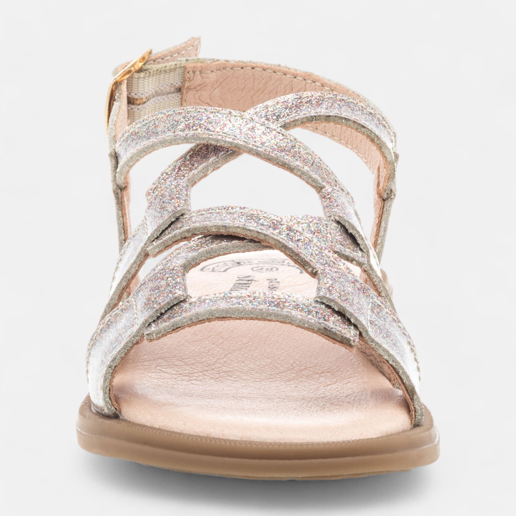 Nu-pieds Fille en cuir rose