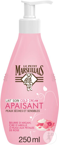 Le Petit Marseillais Lait Soin Cold Cream Beurre D'Argan-Cire D'Abeille-Huile Pétales Rose 250ml