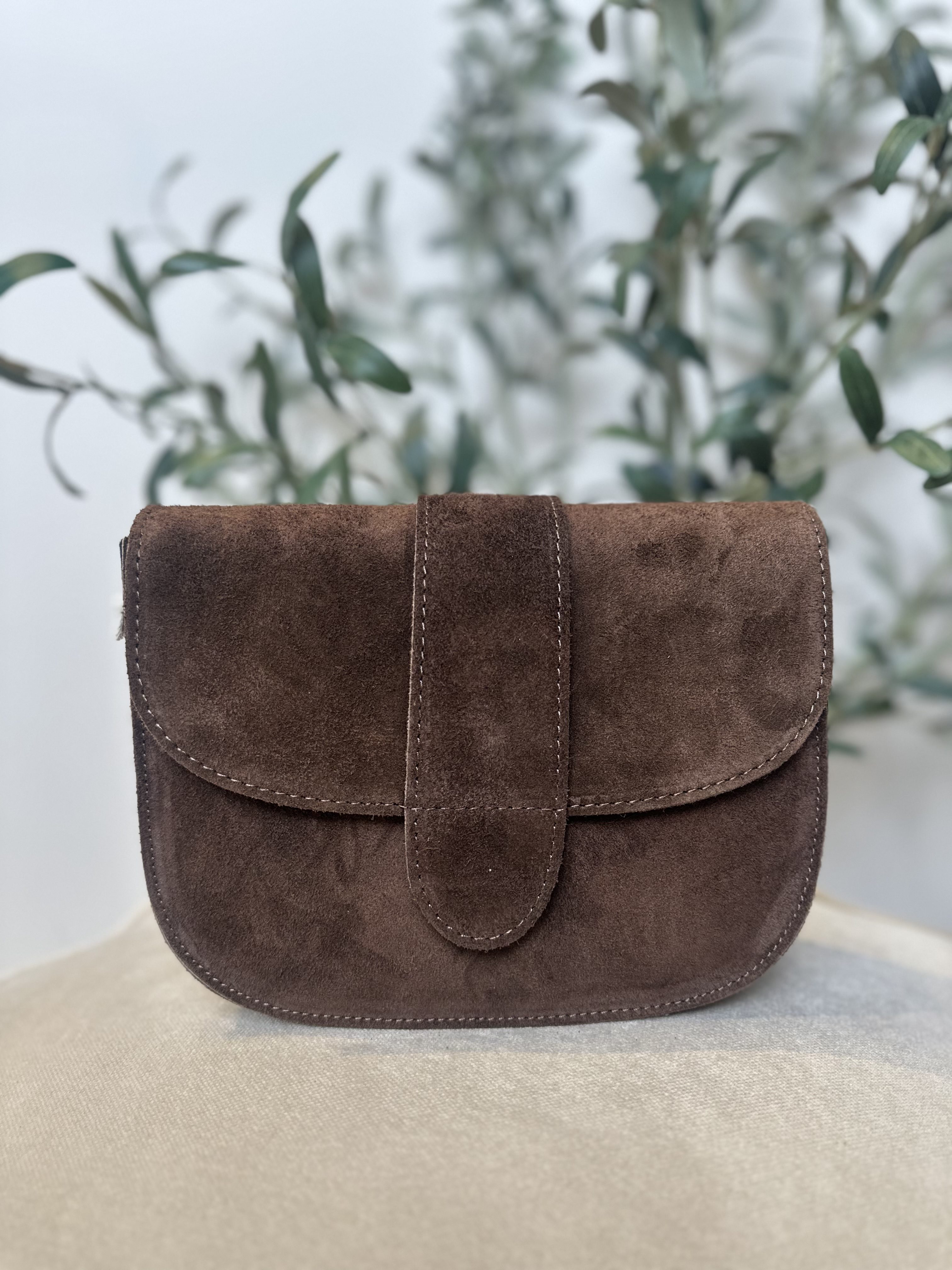 Maan Bag - Suede Donker Bruin