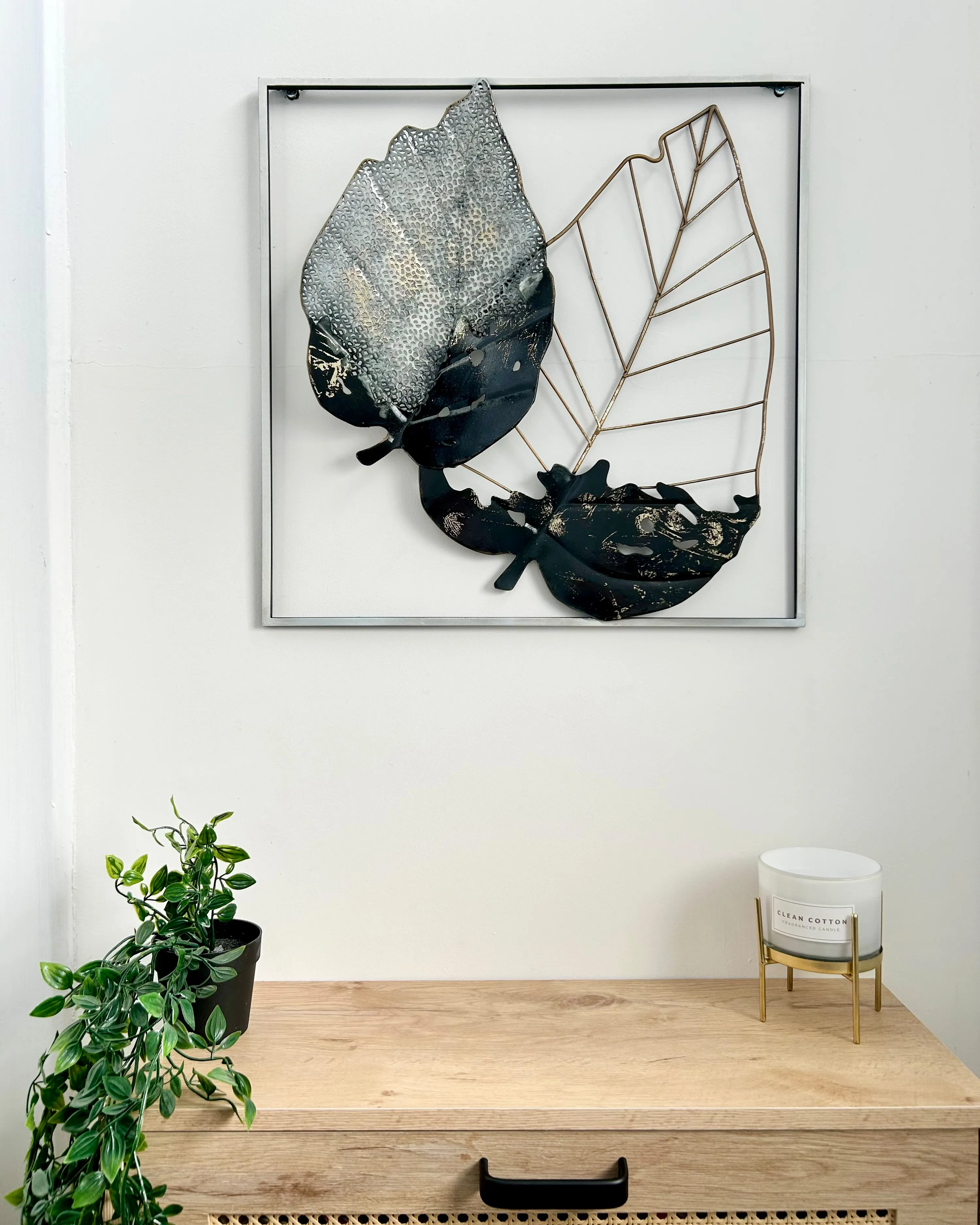 Wanddecoratie Blad RHENIUM Metaal 50 cm Meerkleurig