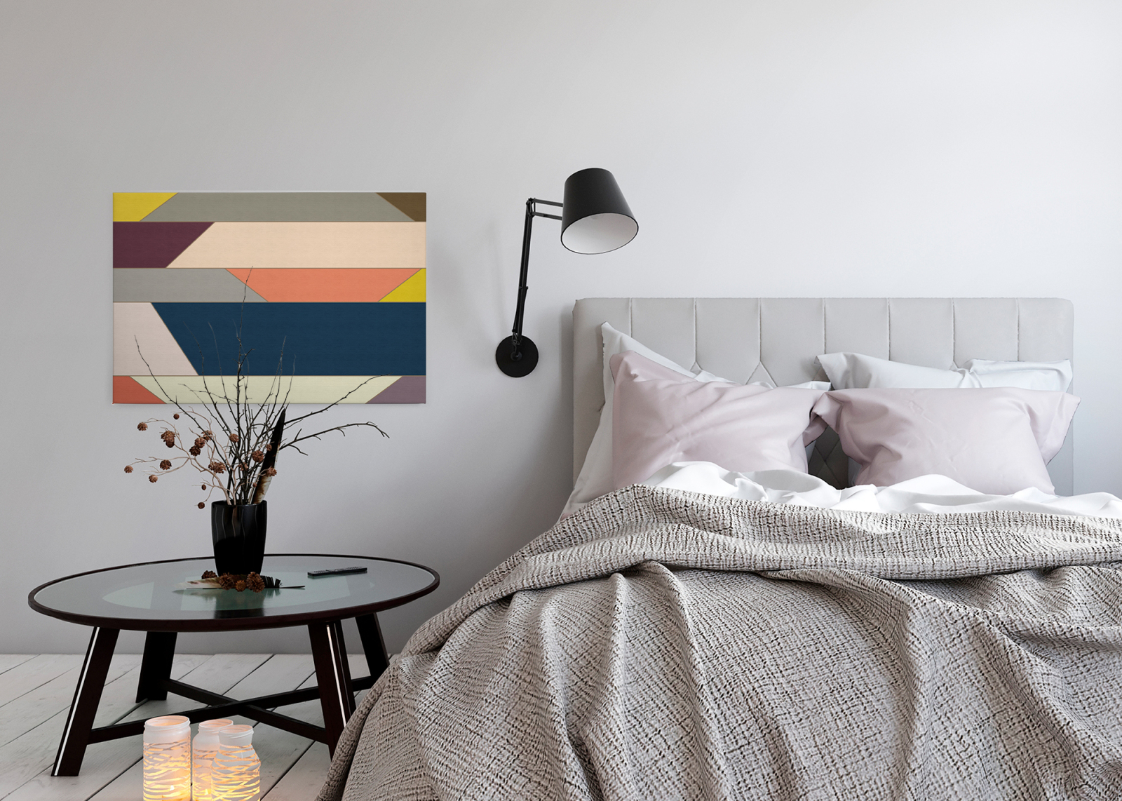 Leinwandbild GEOMETRISCHE MUSTER - bunt-blau - 90x60 cm