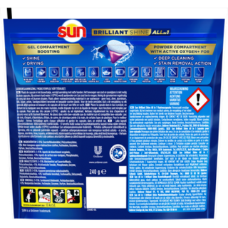 Sun Brilliant Shine All in 1 Vaatwascapsules 16 Stuks 240 g x 8 Stuks