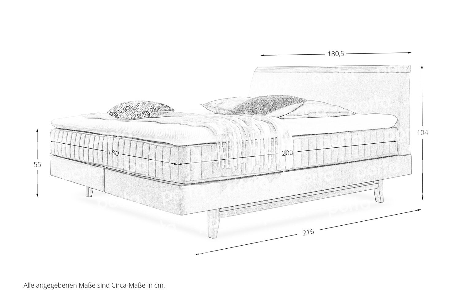 MONDO Boxspringbett SENTA 180 x 200 cm Anouk Silver / Woody