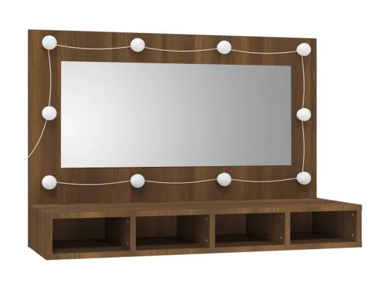 Armoire à miroir avec LED Chêne marron 90x31,5x62 cm