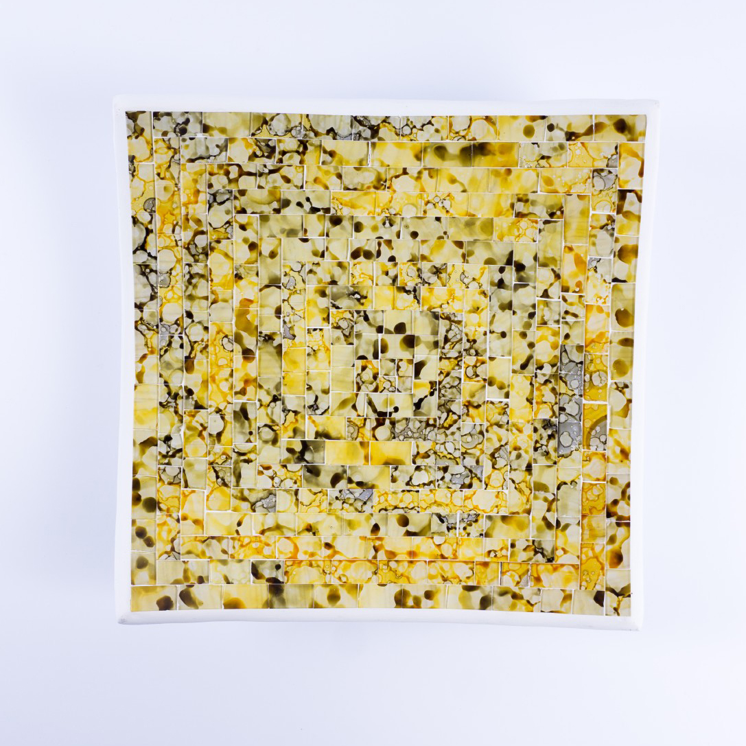 Mosaikteller, gelb, B 25 cm, T 25 cm von fischer's lagerhaus