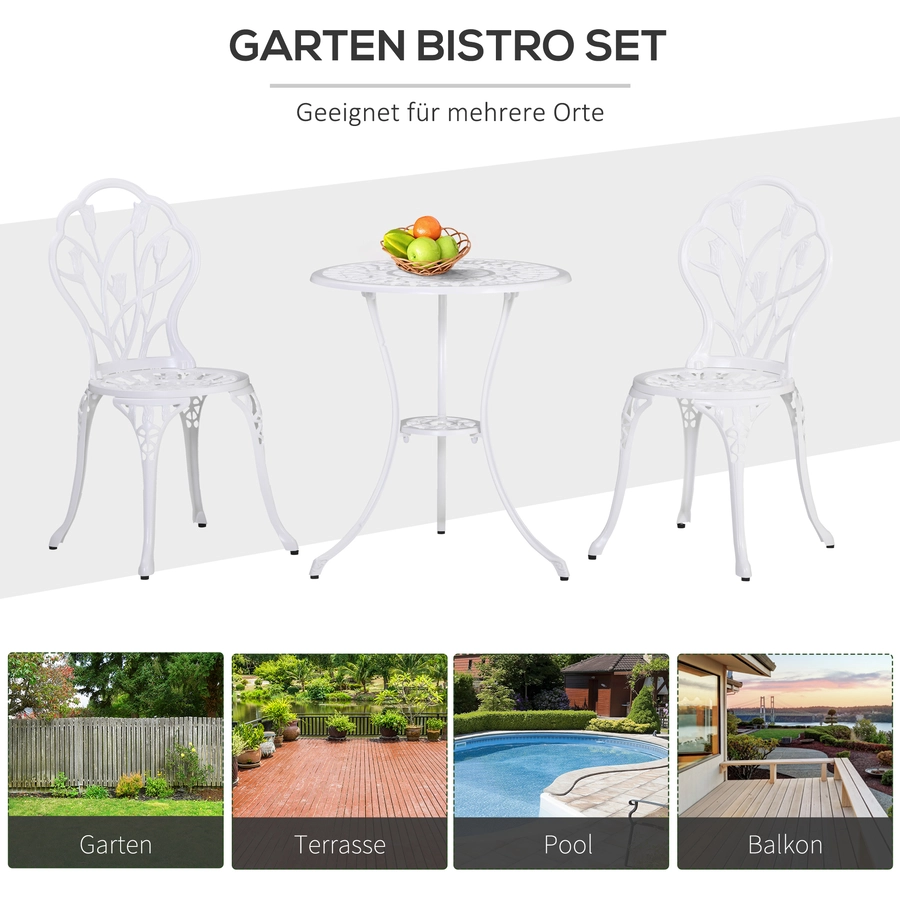 Outsunny Gartenmöbel-Set mit Blumen Design weiß