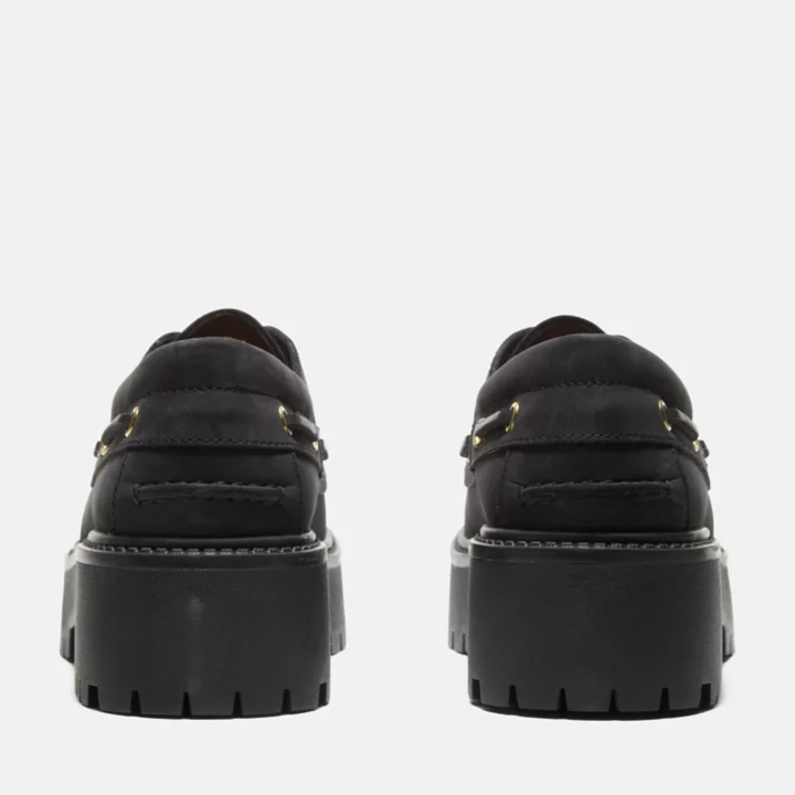 Chaussure bateau Stone Street pour femme en noir