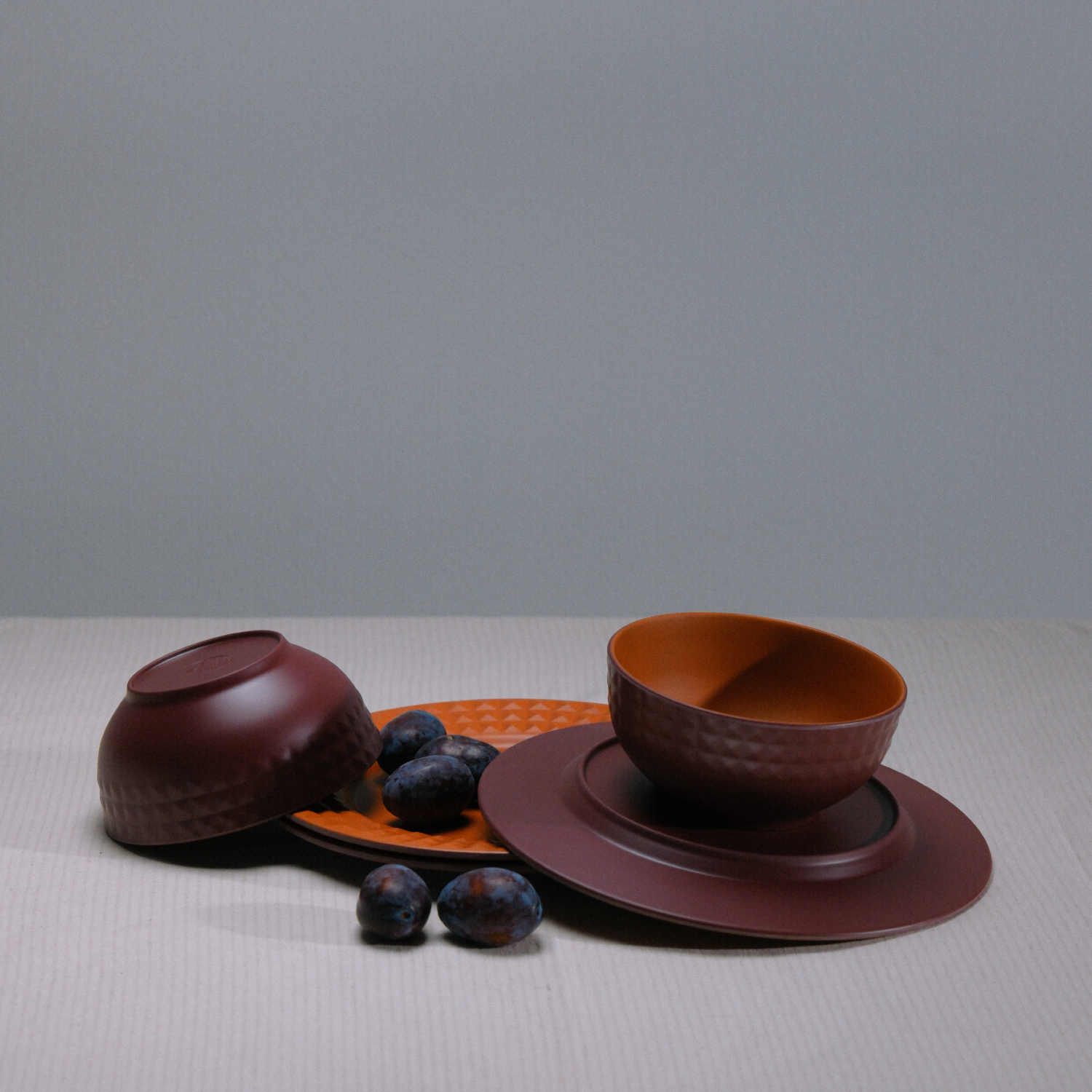 Flamefield Viva Terra 12delig melamine servies rood/relief