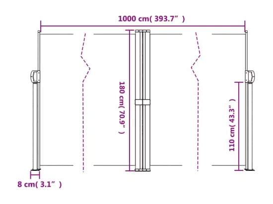 Auvent latéral rétractable blanc 180x1000 cm