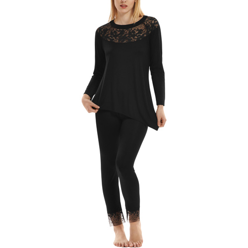 Lisca - Pijama de interior pantalones top mangas largas Flamenco Negro