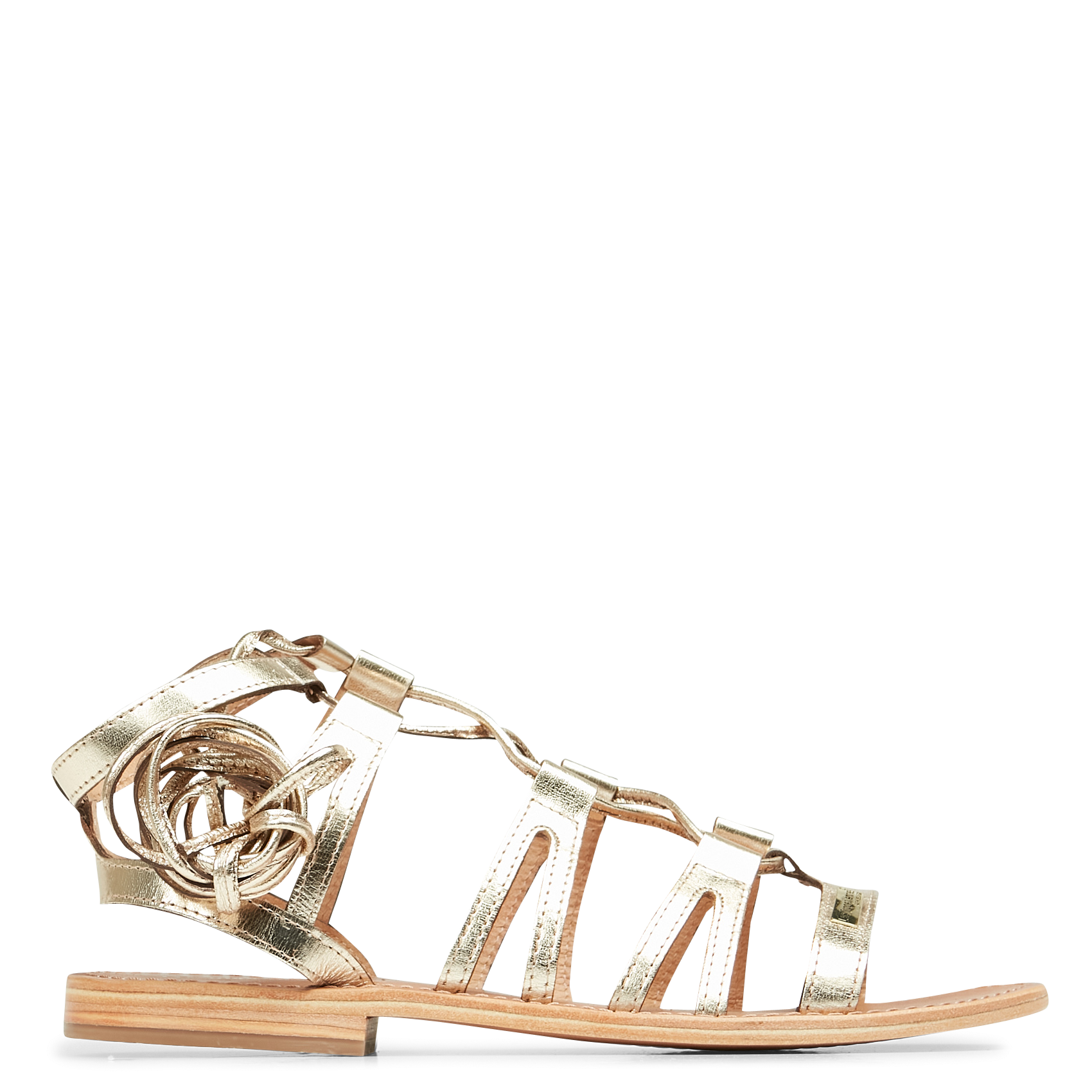 HERCULE - Sandales plates en cuir| Doré