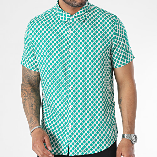 Chemise Manches Courtes Blanc Vert