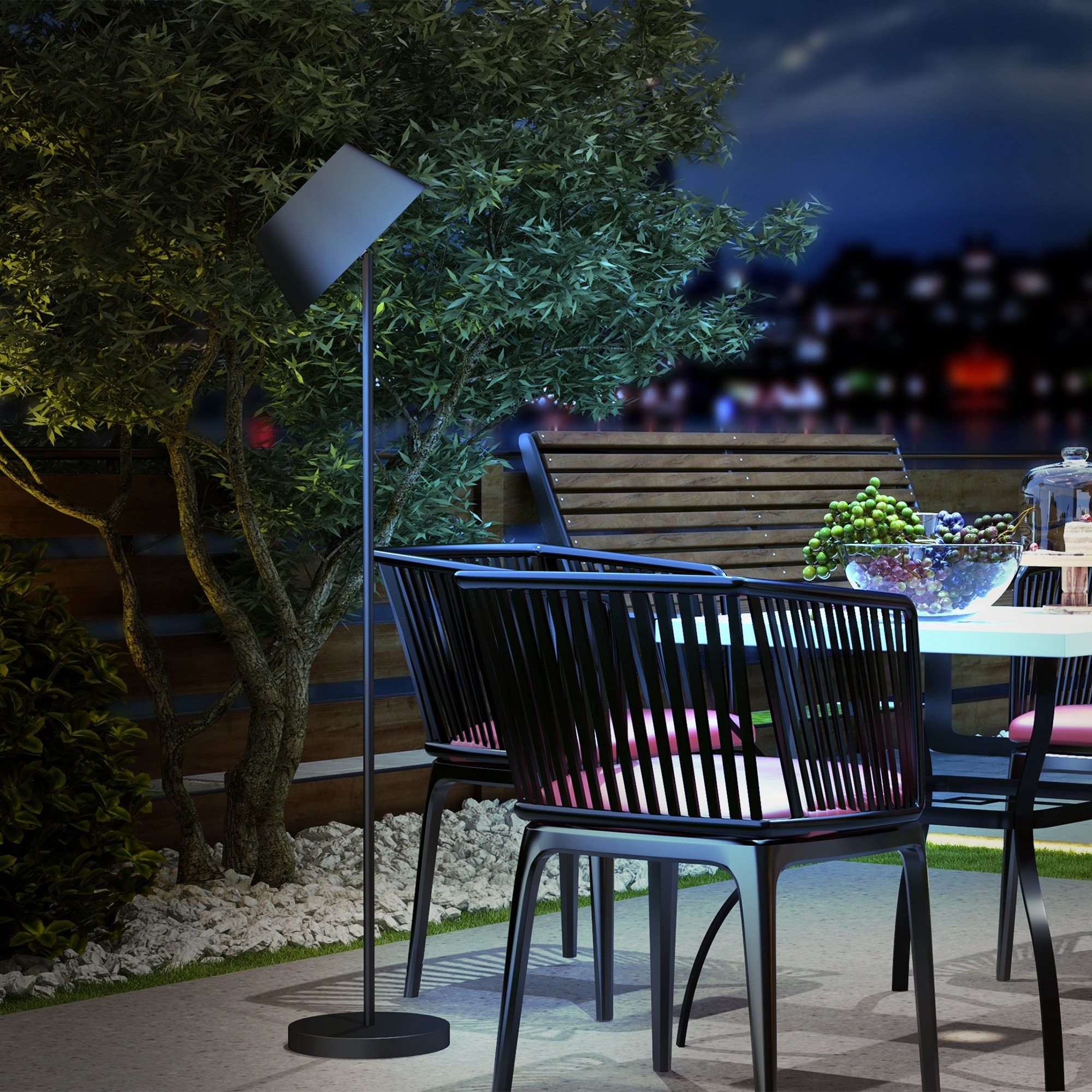HOMCOM Stehleuchte mit LED für buntes und warmweißes Licht schwarz 32L x 32B x 153H cm