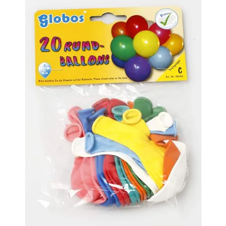 Globos Rundballons bunt, 20 Stück