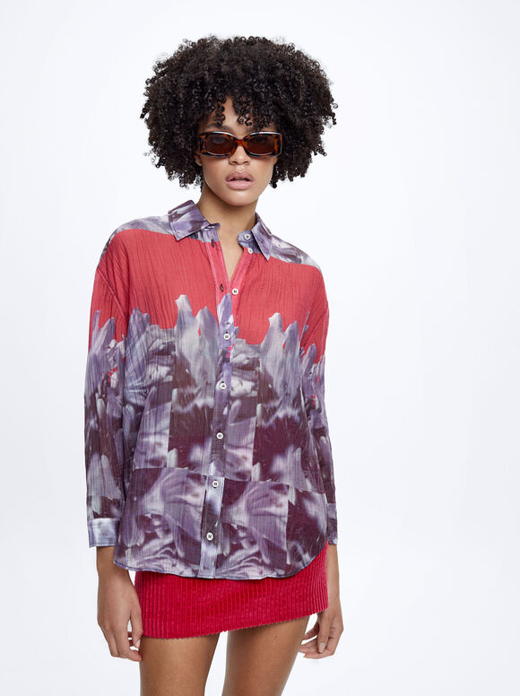 Camisa de liocel estampada - Multicolorida