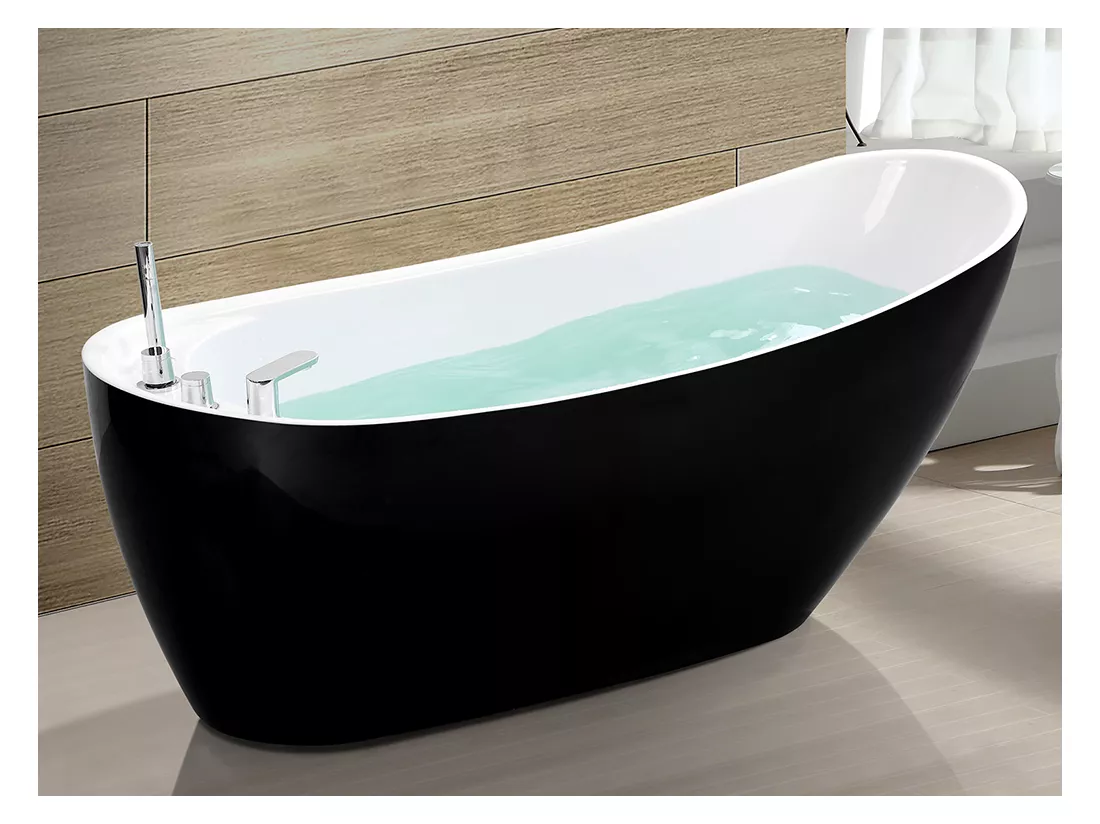 Baignoire îlot NATALIA avec robinetterie - 220L - L150 x P75 x H70cm - Noire
