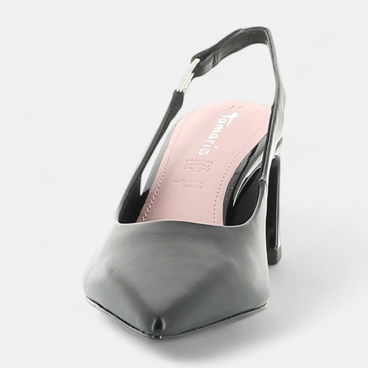Escarpins avec bride arrière à talon Femme en cuir noir