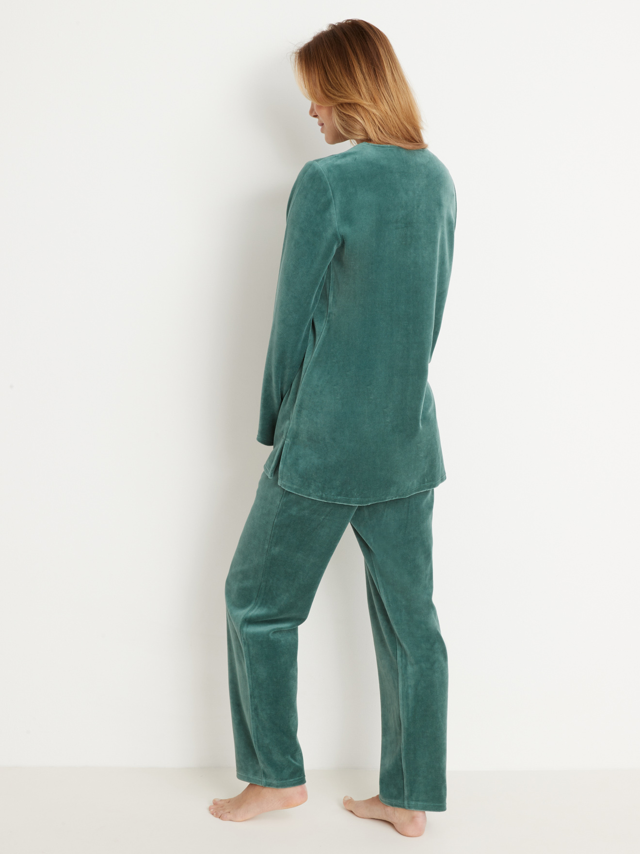 Pyjama manches longues en maille velours