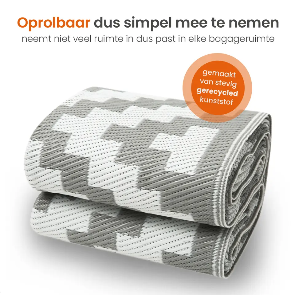 Goliving Buitenkleed Summer Diamond - 183x290CM - Draagtas - Grijs/Wit