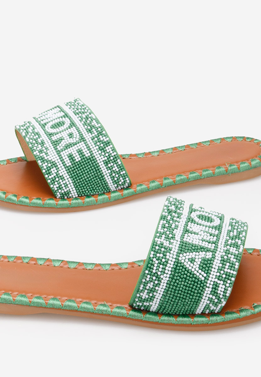 Mules plates femme vert Alasia
