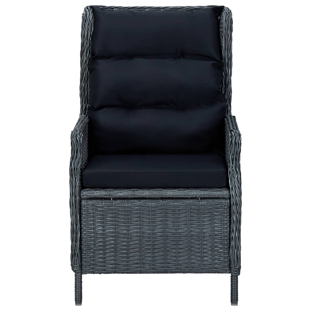 Mobilier à dîner 7 pièces avec coussins résine tressée gris foncé