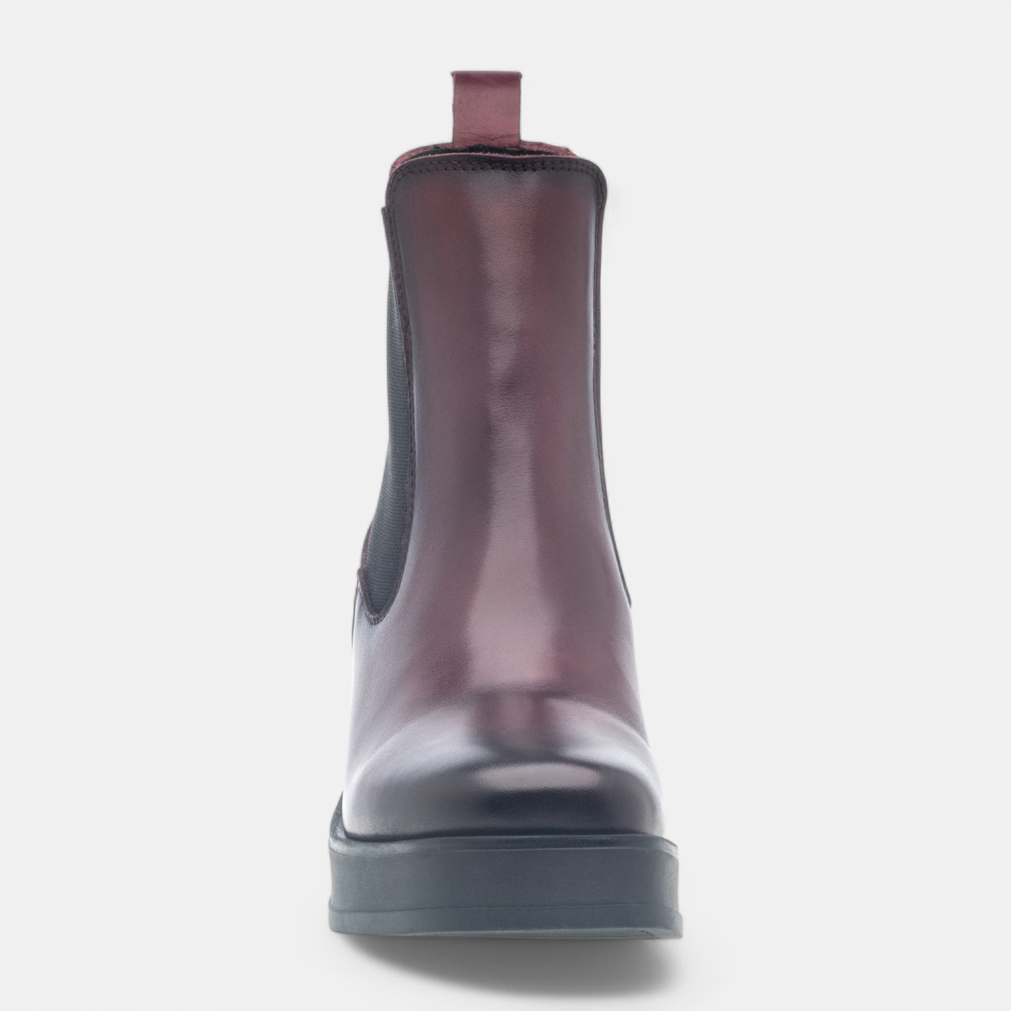 Boots chelsea à talon Femme en cuir bordeaux