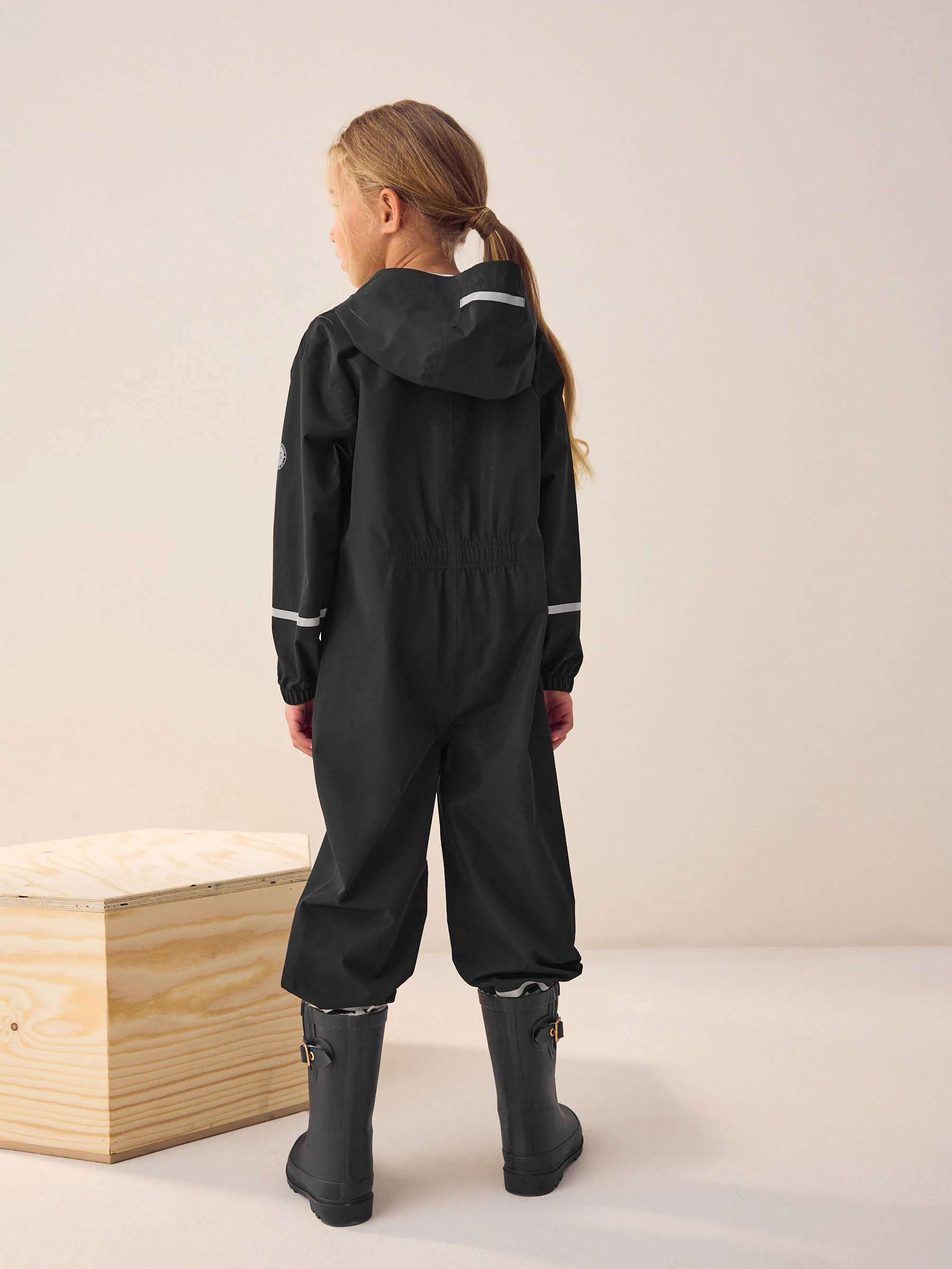 Zwart - Waterdicht regenpak met rits en capuchon (12mnd -10jr)