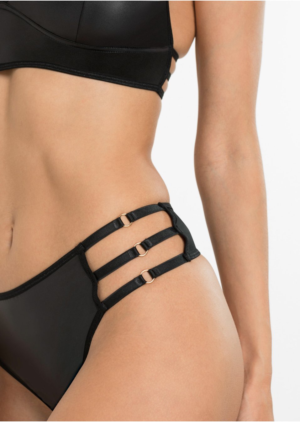 Brassière et string ouvert avec wet look (Ens. 2 pces.)