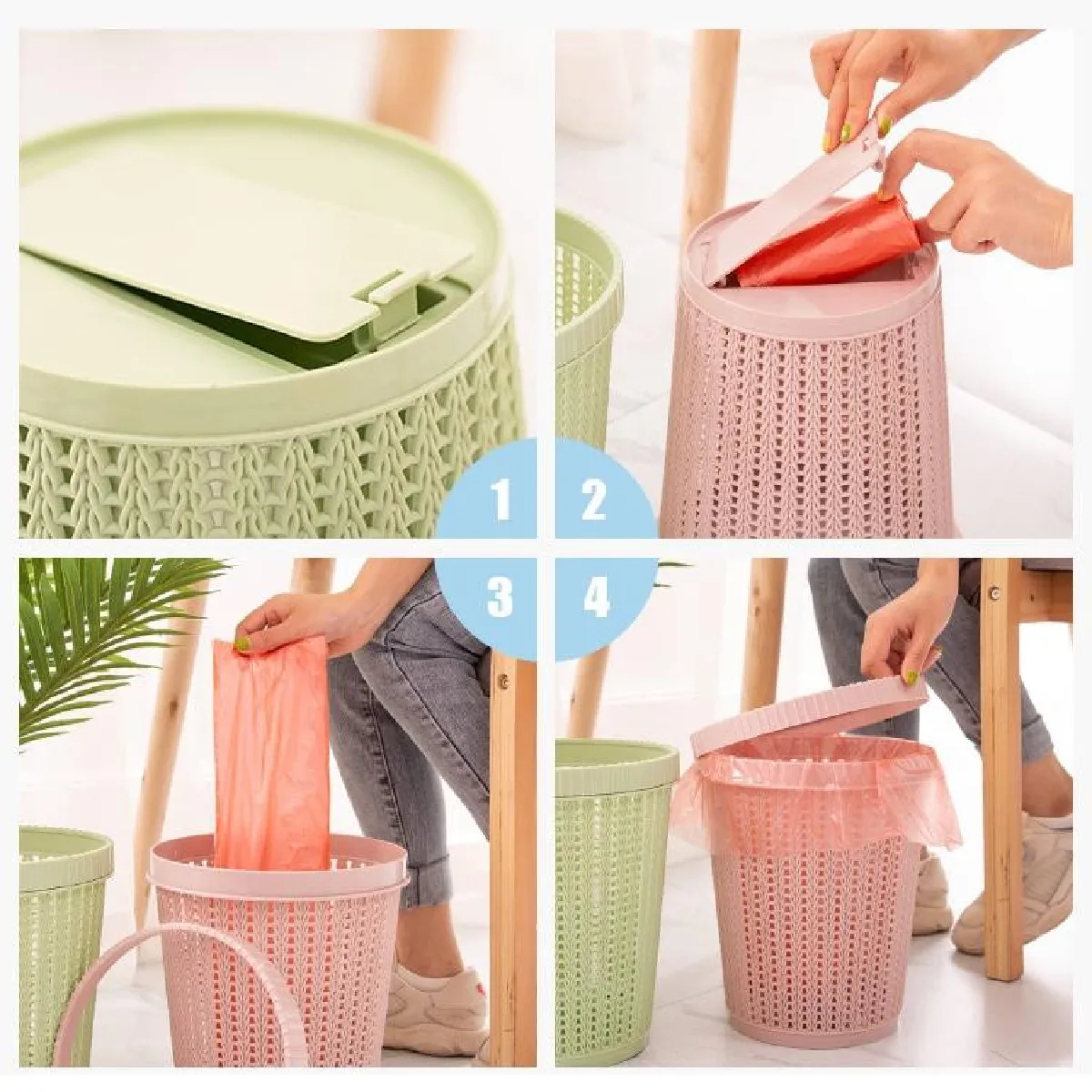 Wewoo Boîte sac poubelle intégrée Vert