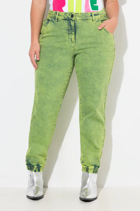 Jeans, Jogg-Style, moonwashed, 5-Pocket, limettengrün