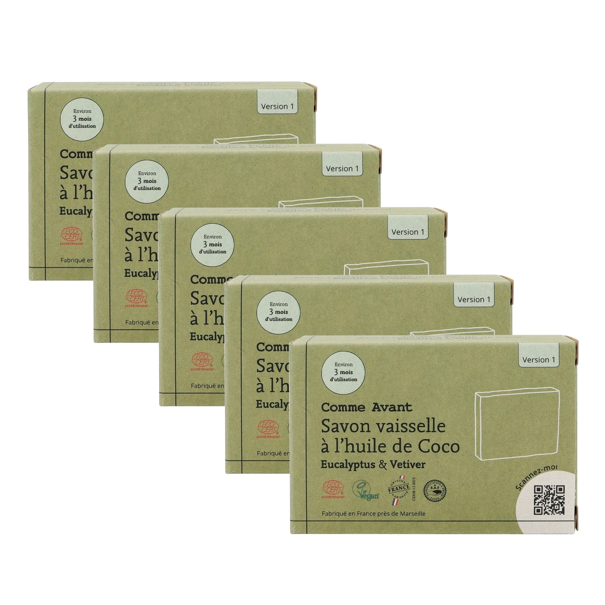 Savon vaisselle solide à l'huile de Coco - Version 1 - 1 savon - 150g / Brut sans parfum / Sans