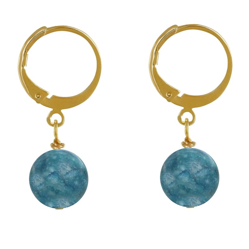 Boucles d'Oreilles Mini Créoles Plaqué Or et Perle d'Apatite