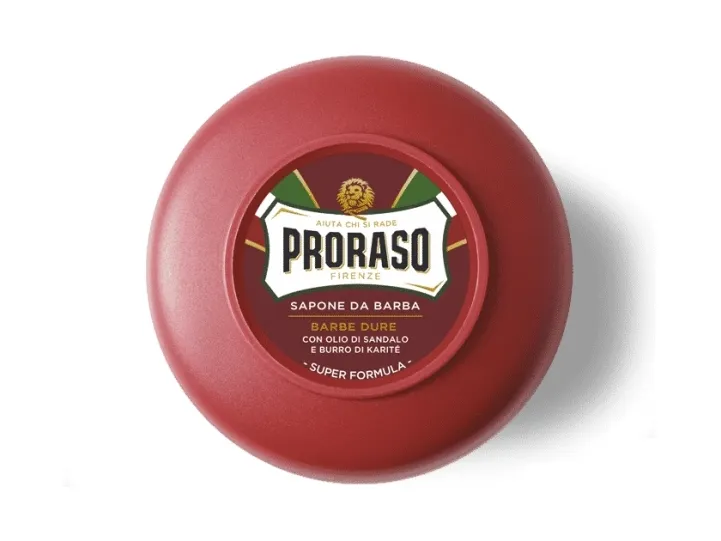 Proraso Proraso Red Hard Beard Shaving Soap i en praktisk plastdigel 150 ml