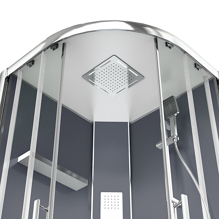 Cabine de douche hydromassante circulaire chromé GoodHome Beloya 90 x 90 cm