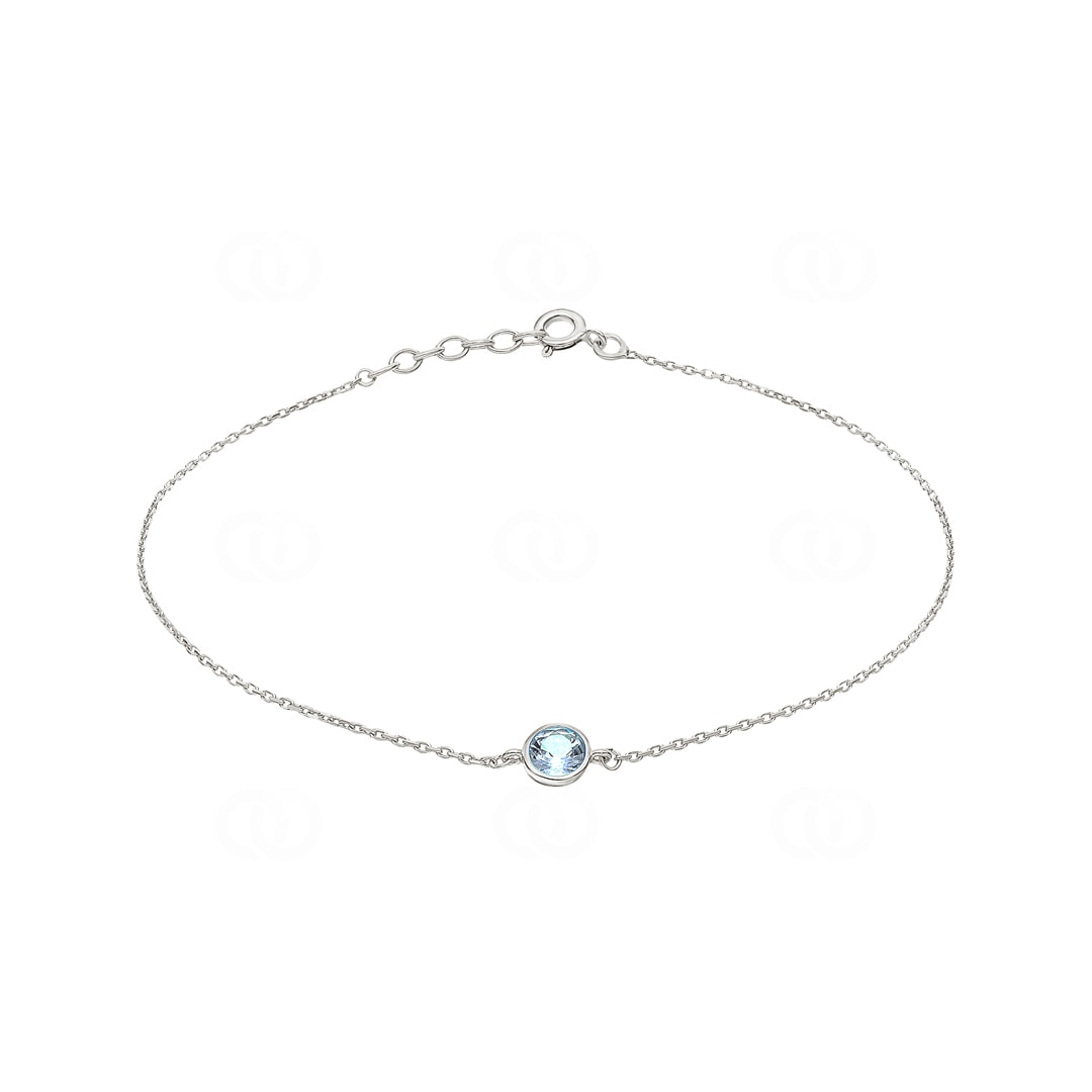 Fusskette 925 Silber rhodiniert mit Zirkonia blau 26cm