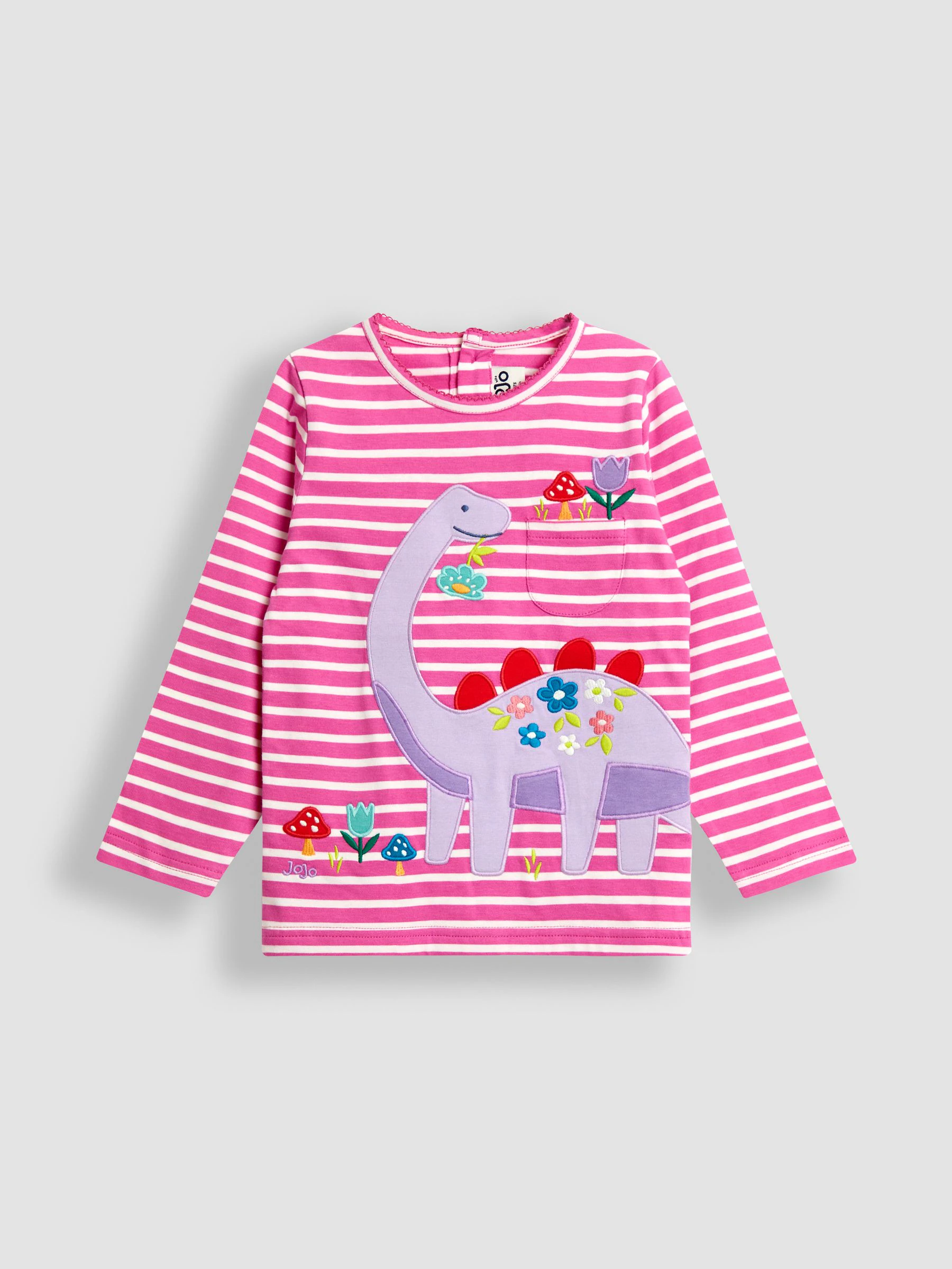 Fuchsiaroze met dinosaurussen - JoJo Maman Bébé top met Strepen applicatie