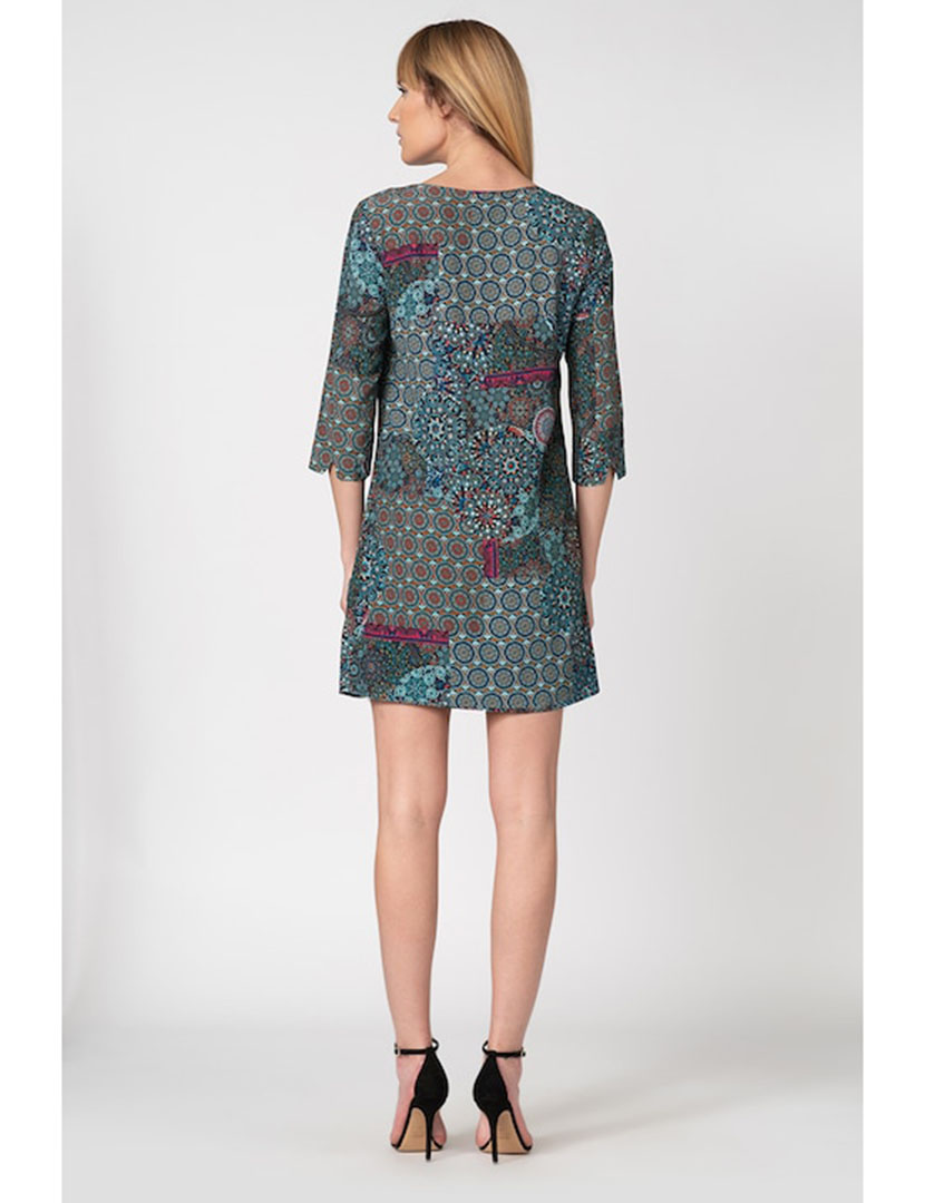 Midi Dress 3/4 Sleeve Multicolored