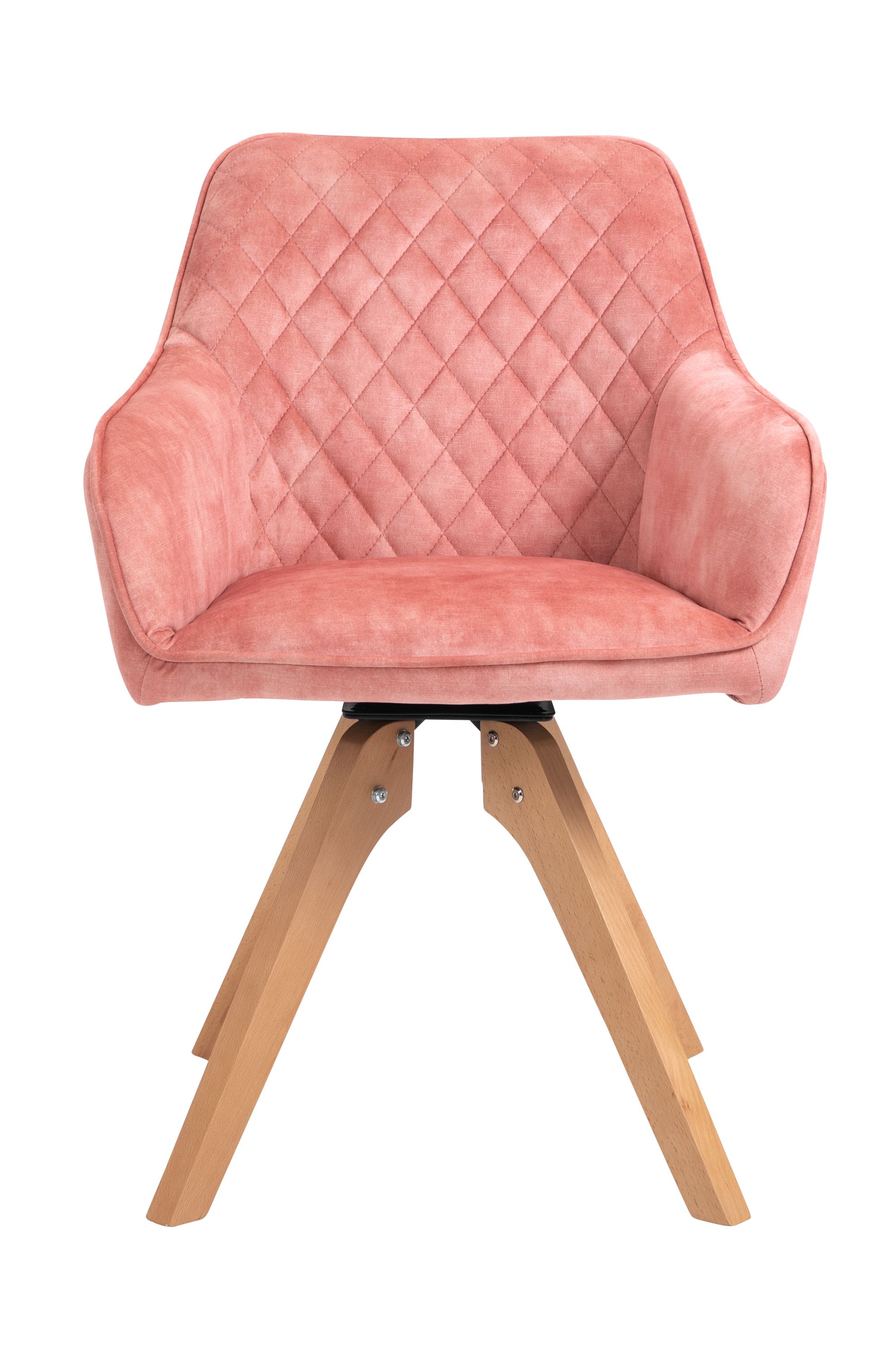 Armlehnstuhl Vintage Samtvelours rose Esszimmerstuhl Wohnzimmer Polster Stuhl