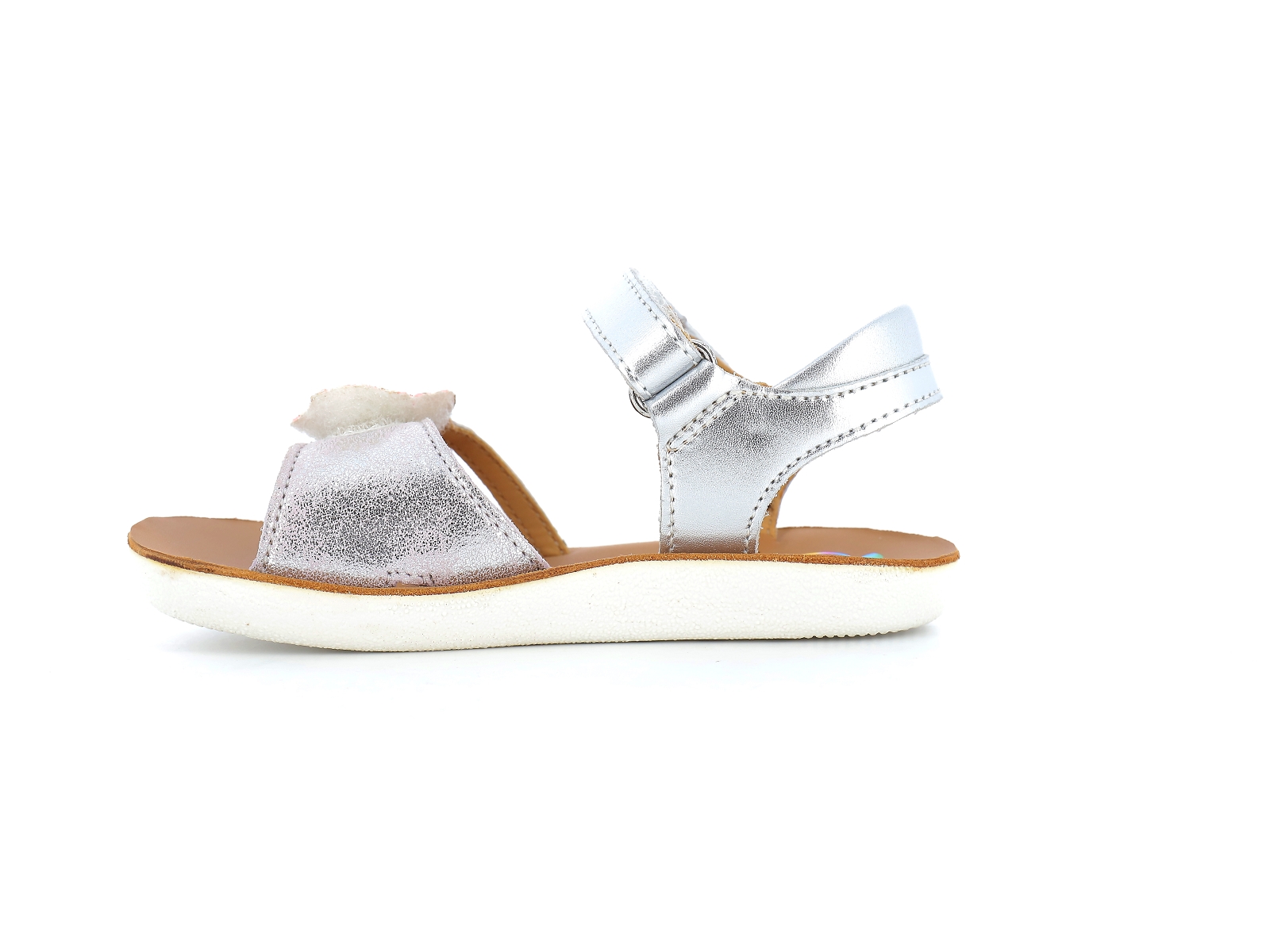Shoopom-GOA MULTI Cuir Argent-Orange