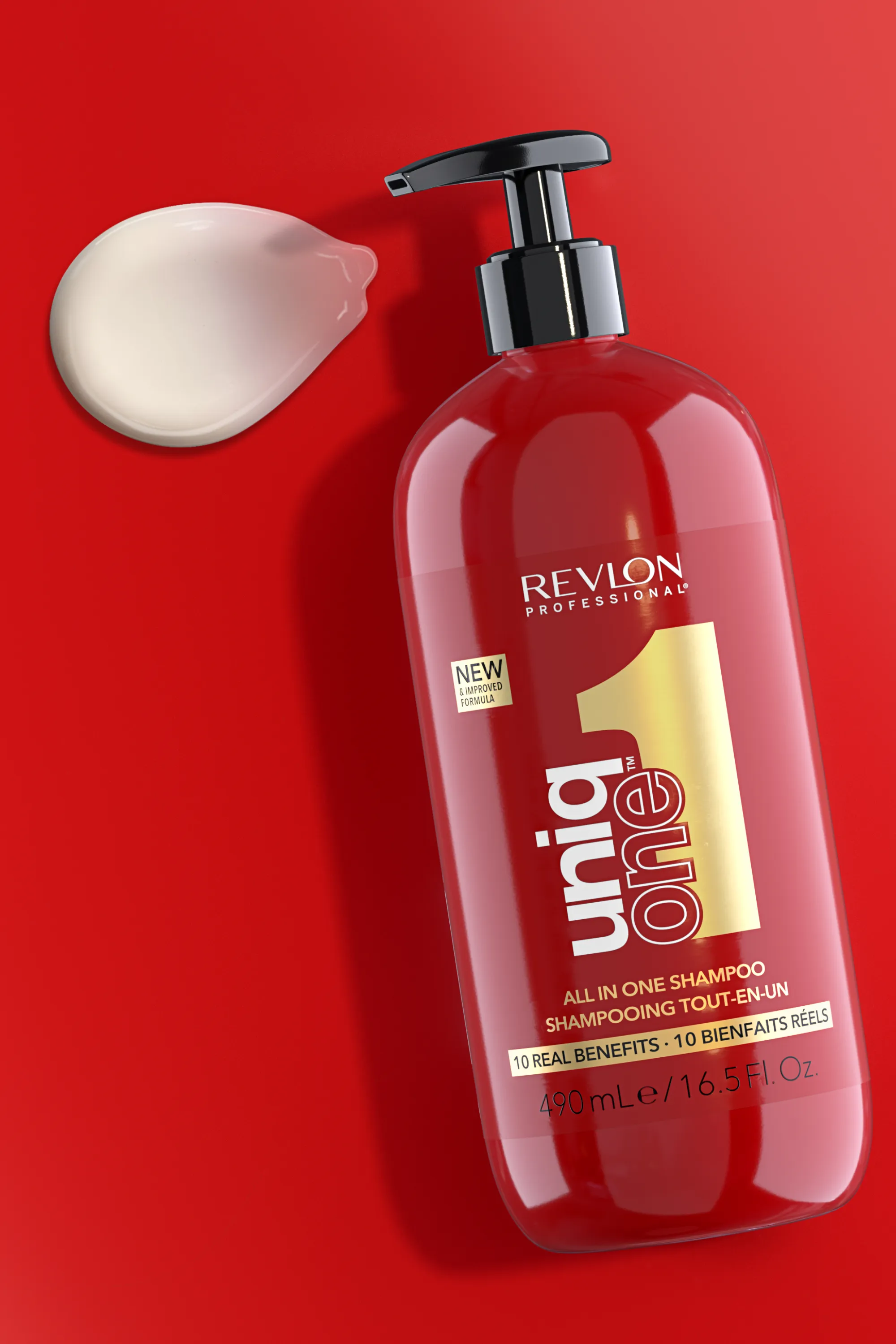 Revlon Professional Shampoing soin et après-shampoing 2-en-1 pour tous type de cheveux Rouge classique UniqOne™-490 ml