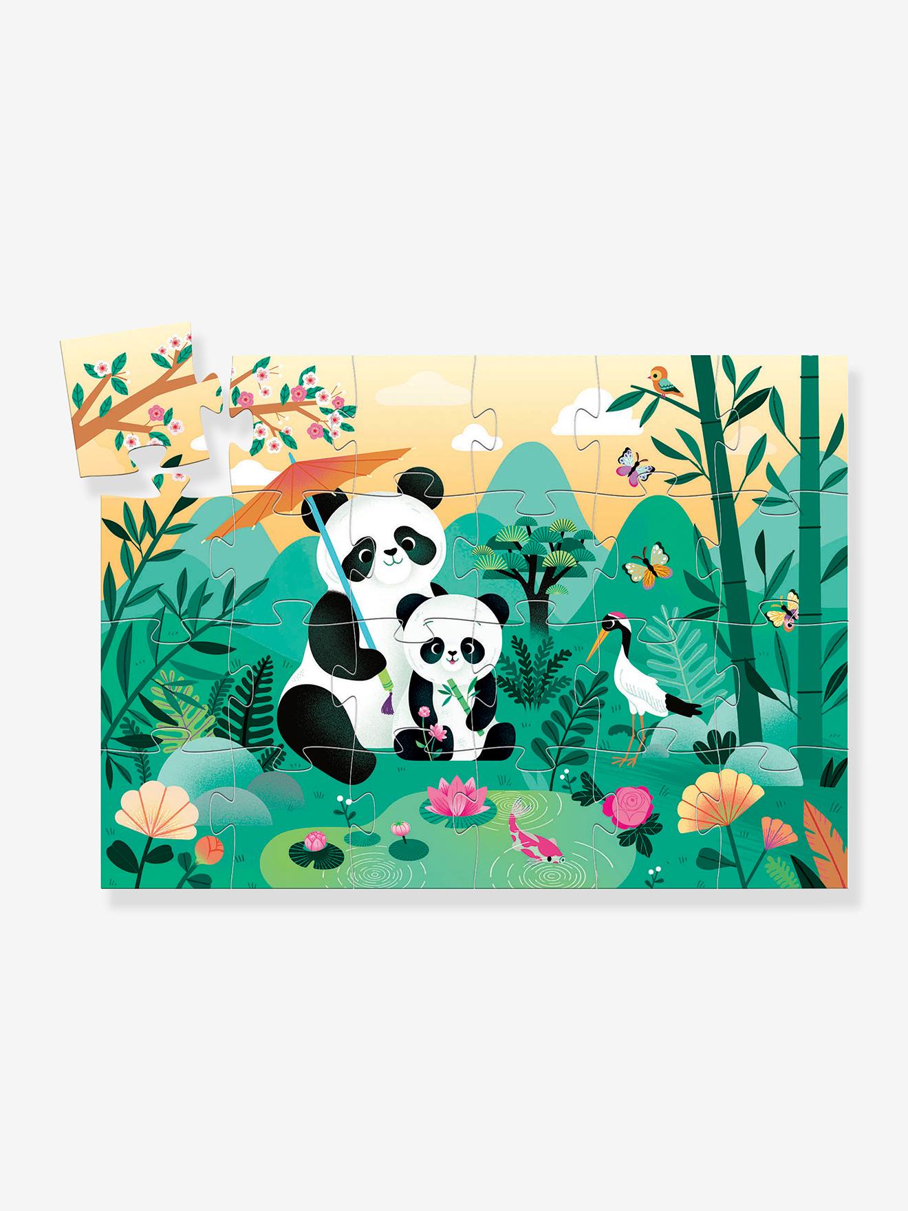 Quebra-cabeça de 24 peças Leo, o panda, DJECO branco