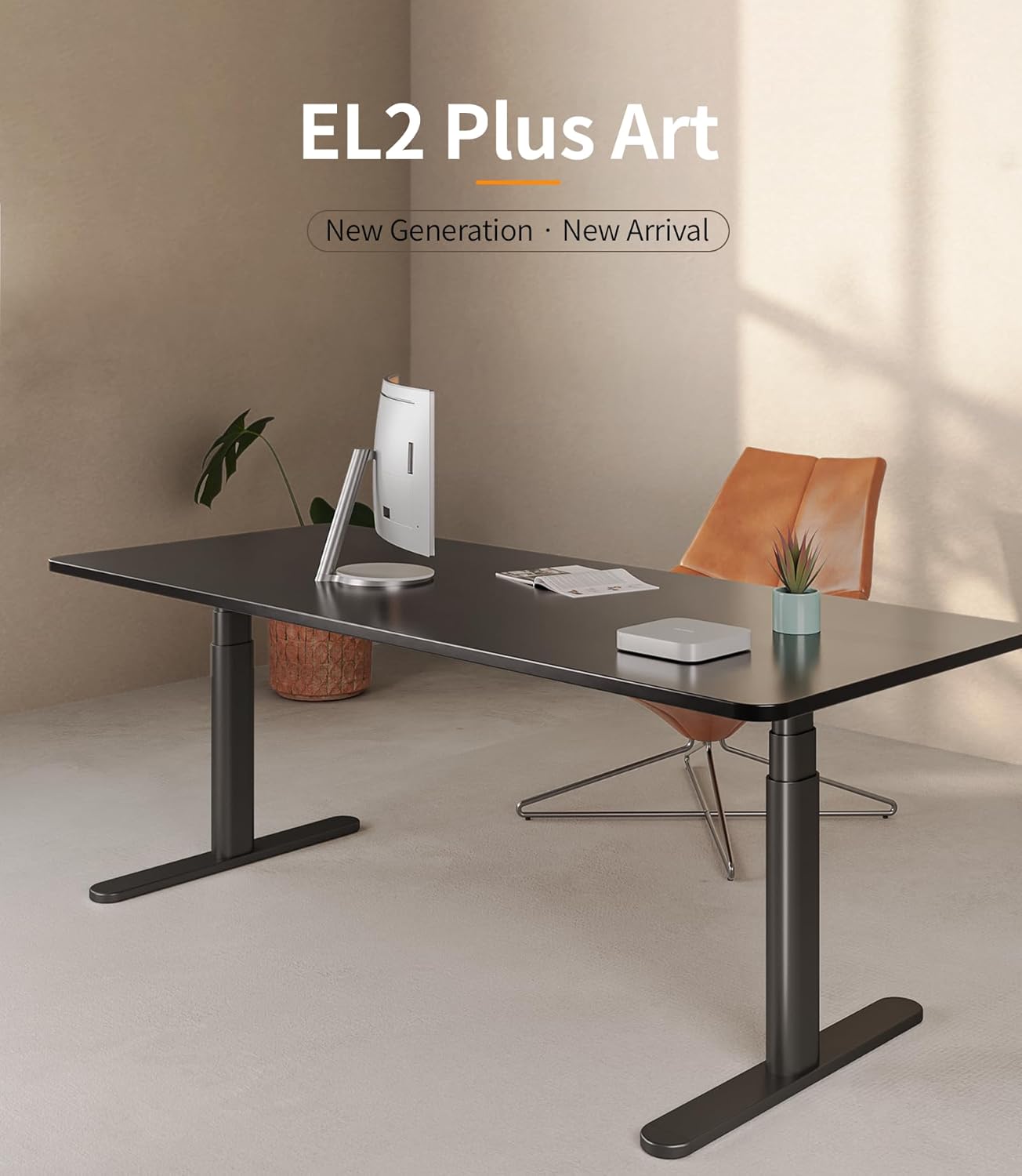 MAIDeSITe EL2 Plus Art Höhenverstellbarer Schreibtisch Gestell mit Ovaler Beindesign, Elektrisch Dualmotor Tischgestell höhenverstellbar mit 62-125cm, 4 Memory-Steuerung Schreibtisch höhenverstellbar