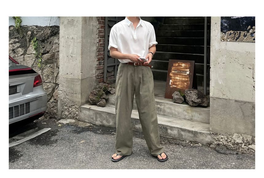 Okwano - Mid Rise Plain Wide Leg Pants