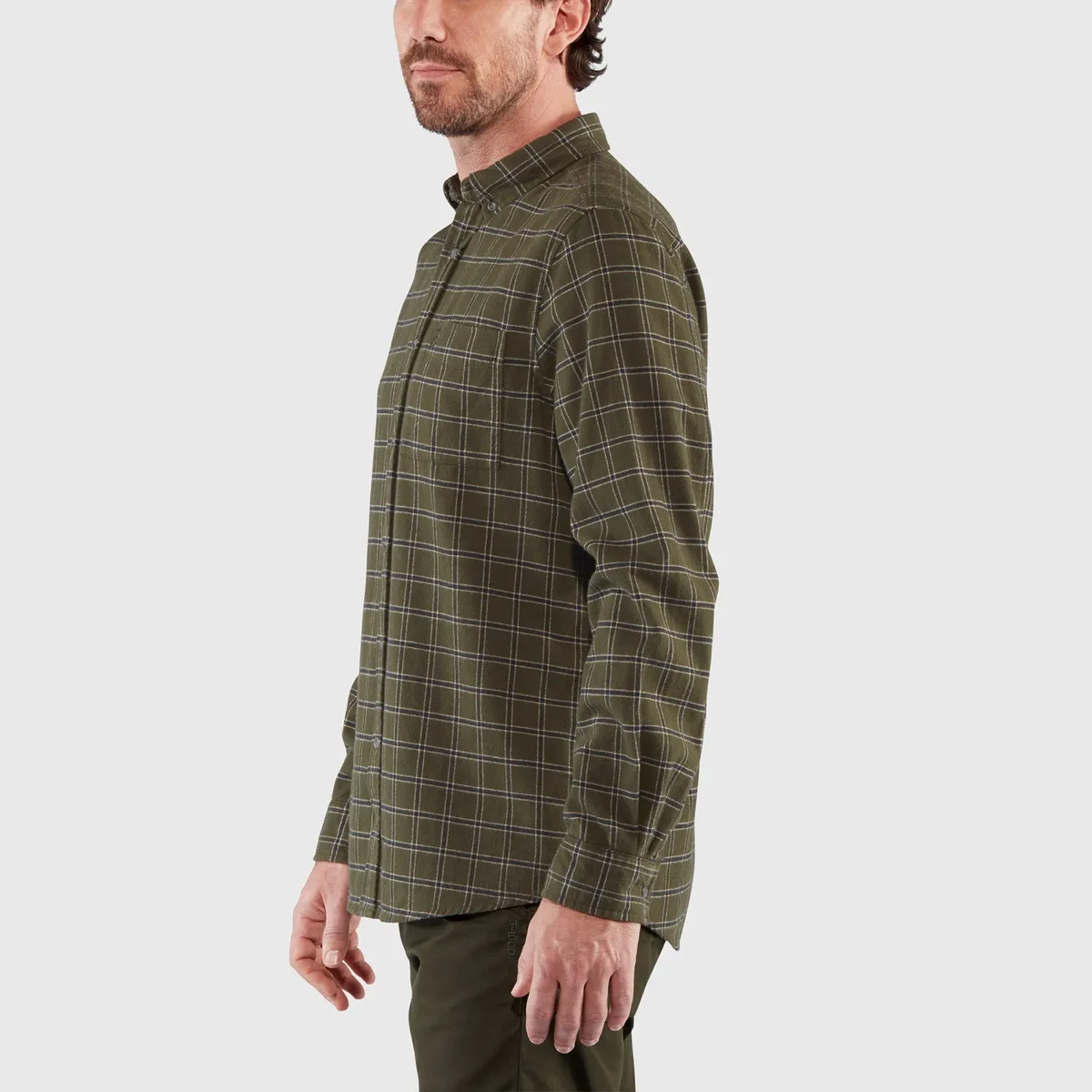 Fjällräven Men's Övik Flannel Shirt Laurel Green-Indigo Blue