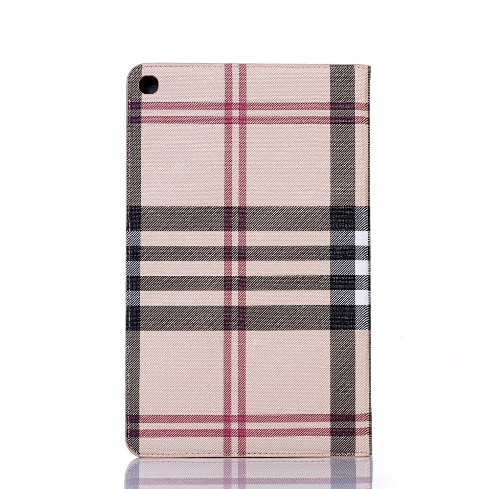 Samsung Galaxy Tab A 10.1 (2019) Leder Tasche Cover Hülle   Hardcase - Kariert (Beige)