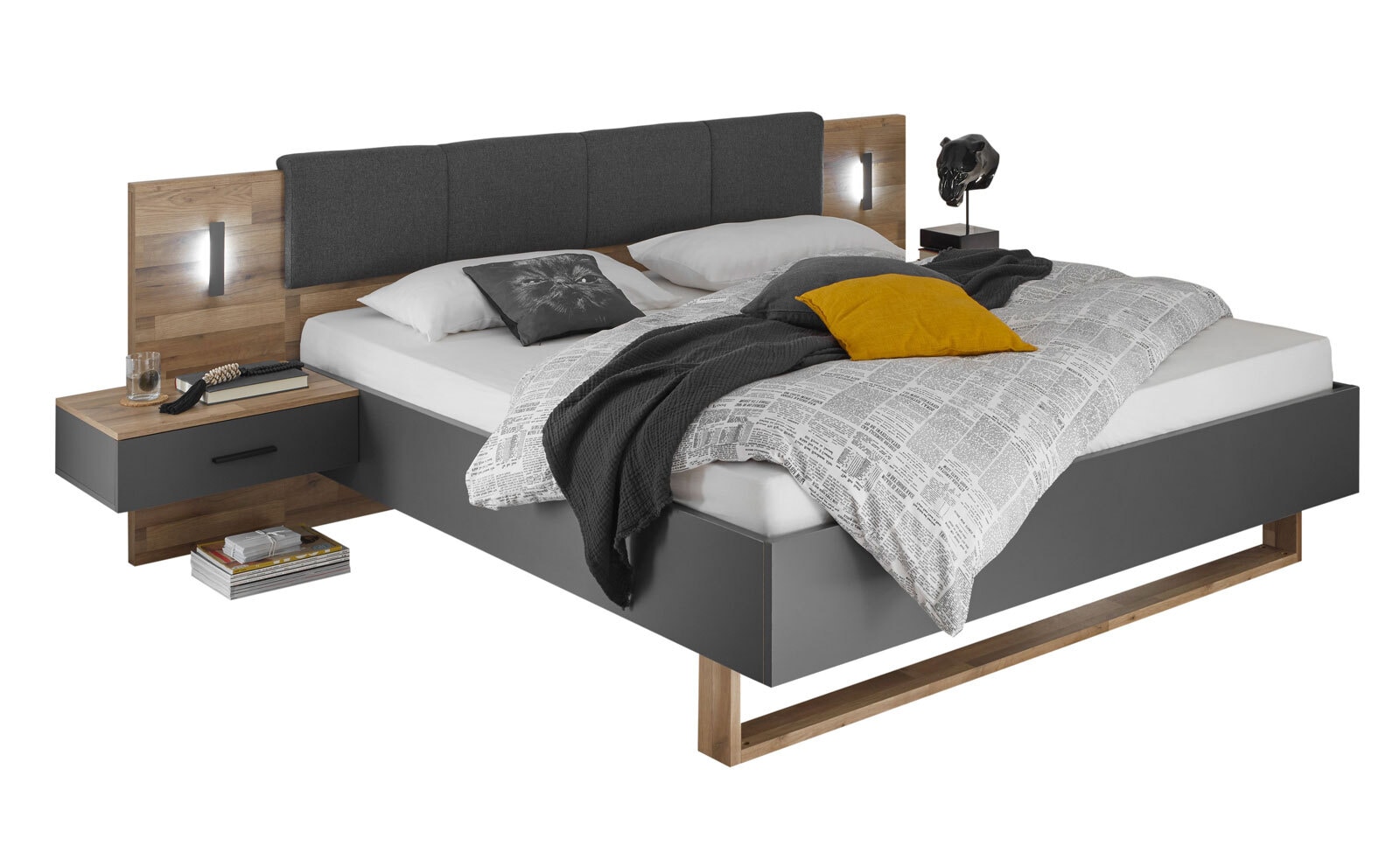Bettanlage Rivoli Montana Oak-Optik/Graphit 180 x 200 cm
